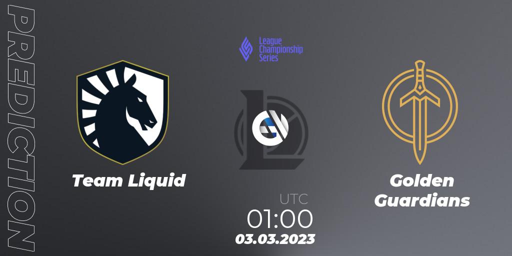Prognose für das Spiel Team Liquid VS Golden Guardians. 03.03.23. LoL - LCS Spring 2023 - Group Stage