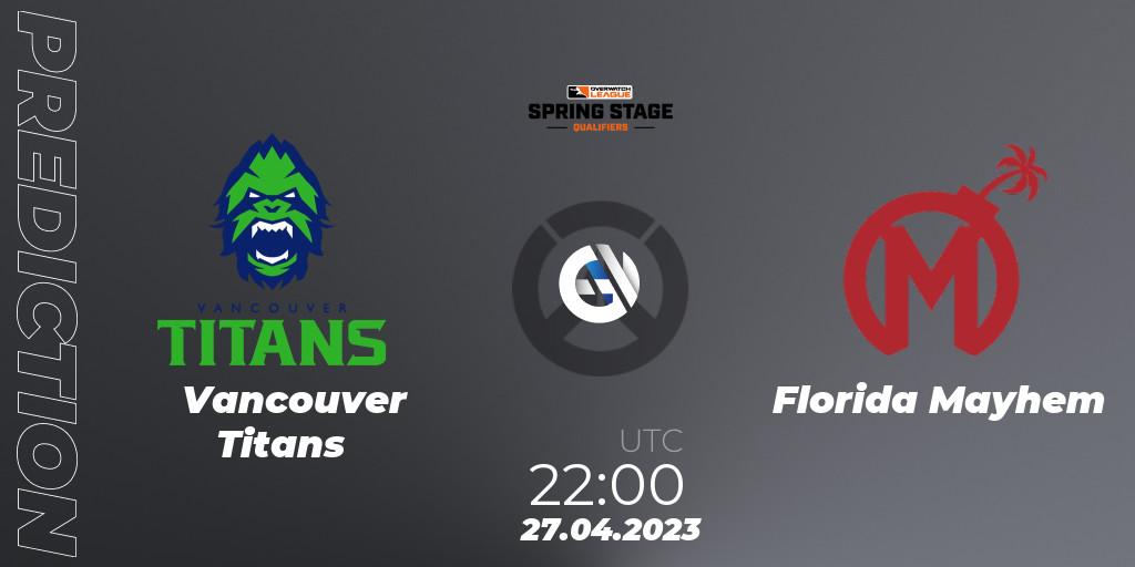 Prognose für das Spiel Vancouver Titans VS Florida Mayhem. 27.04.2023 at 23:00. Overwatch - OWL Stage Qualifiers Spring 2023 West