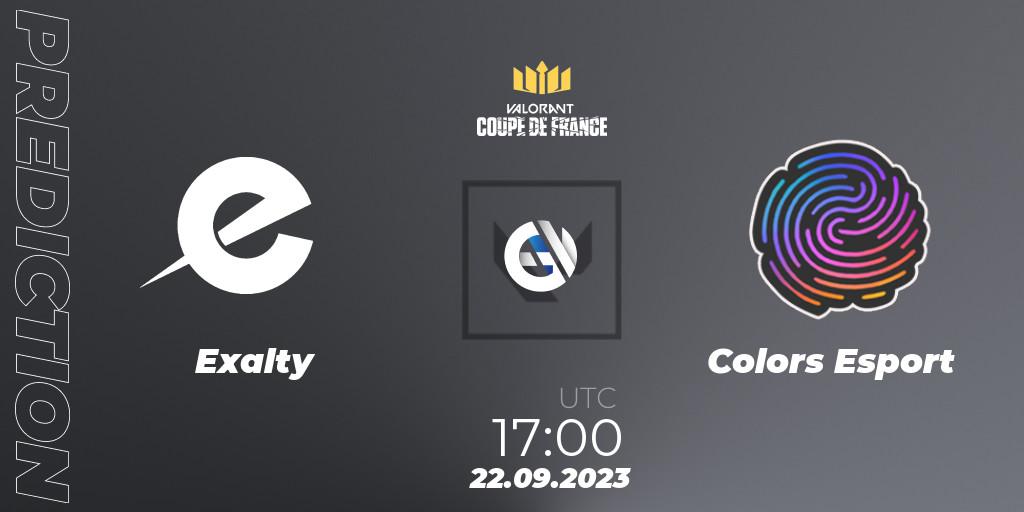 Prognose für das Spiel Exalty VS Colors Esport. 22.09.2023 at 17:00. VALORANT - VCL France: Revolution - Coupe De France 2023