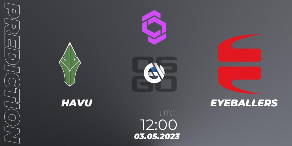 Prognose für das Spiel HAVU VS EYEBALLERS. 03.05.2023 at 12:00. Counter-Strike (CS2) - CCT West Europe Series #3
