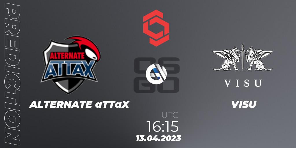 Prognose für das Spiel ALTERNATE aTTaX VS VISU. 13.04.2023 at 16:15. Counter-Strike (CS2) - CCT Central Europe Series #6: Closed Qualifier