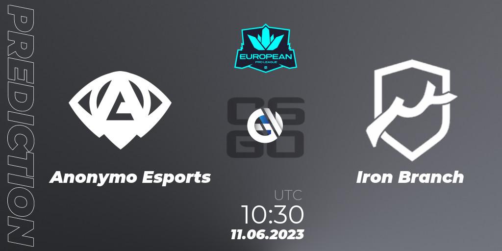 Prognose für das Spiel Anonymo Esports VS Iron Branch. 11.06.23. CS2 (CS:GO) - European Pro League Season 8
