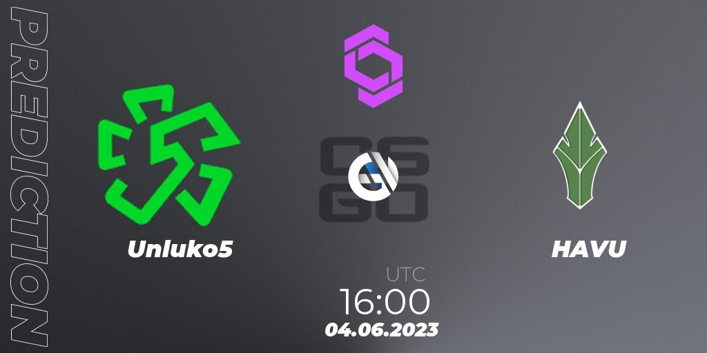 Prognose für das Spiel Unluko5 VS HAVU. 04.06.2023 at 16:00. Counter-Strike (CS2) - CCT West Europe Series 4