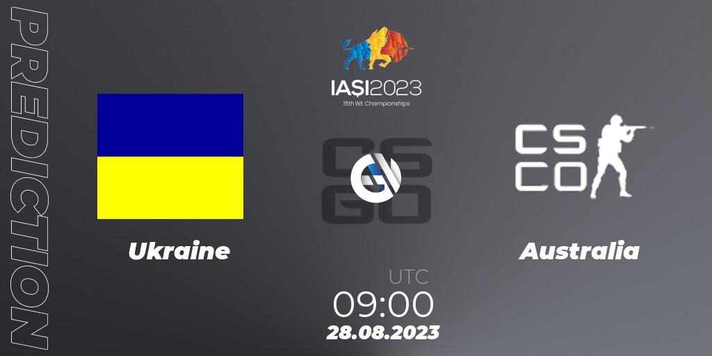 Prognose für das Spiel Ukraine VS Australia. 28.08.23. CS2 (CS:GO) - IESF World Esports Championship 2023