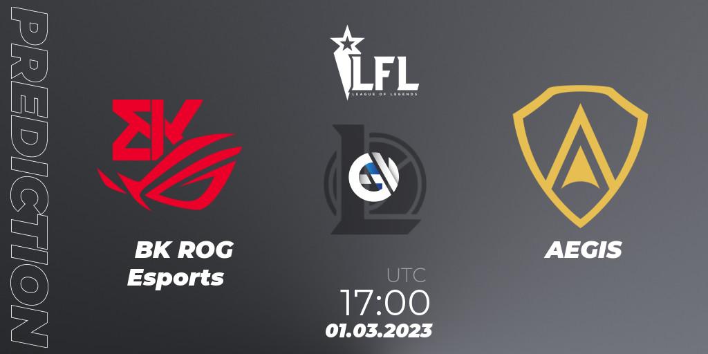 Prognose für das Spiel BK ROG Esports VS AEGIS. 01.03.2023 at 17:00. LoL - LFL Spring 2023 - Group Stage