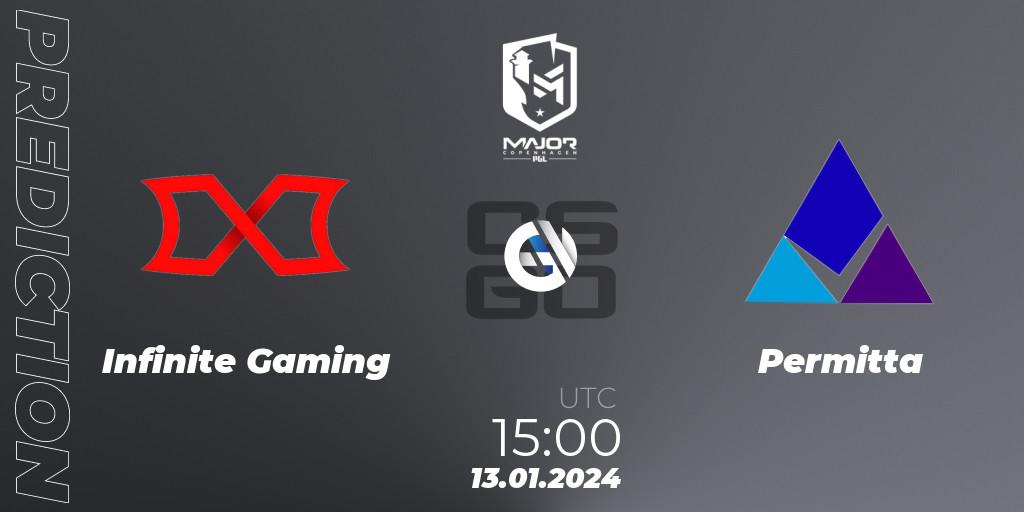 Prognose für das Spiel Infinite Gaming VS Permitta. 13.01.24. CS2 (CS:GO) - PGL CS2 Major Copenhagen 2024 Europe RMR Open Qualifier 3