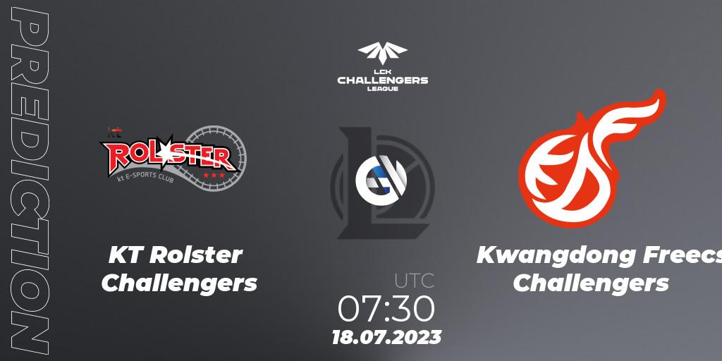 Prognose für das Spiel KT Rolster Challengers VS Kwangdong Freecs Challengers. 18.07.2023 at 08:00. LoL - LCK Challengers League 2023 Summer - Group Stage