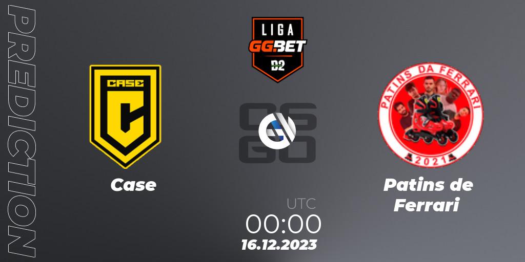 Prognose für das Spiel Case VS Patins de Ferrari. 16.12.2023 at 00:00. Counter-Strike (CS2) - Dust2 Brasil Liga Season 2