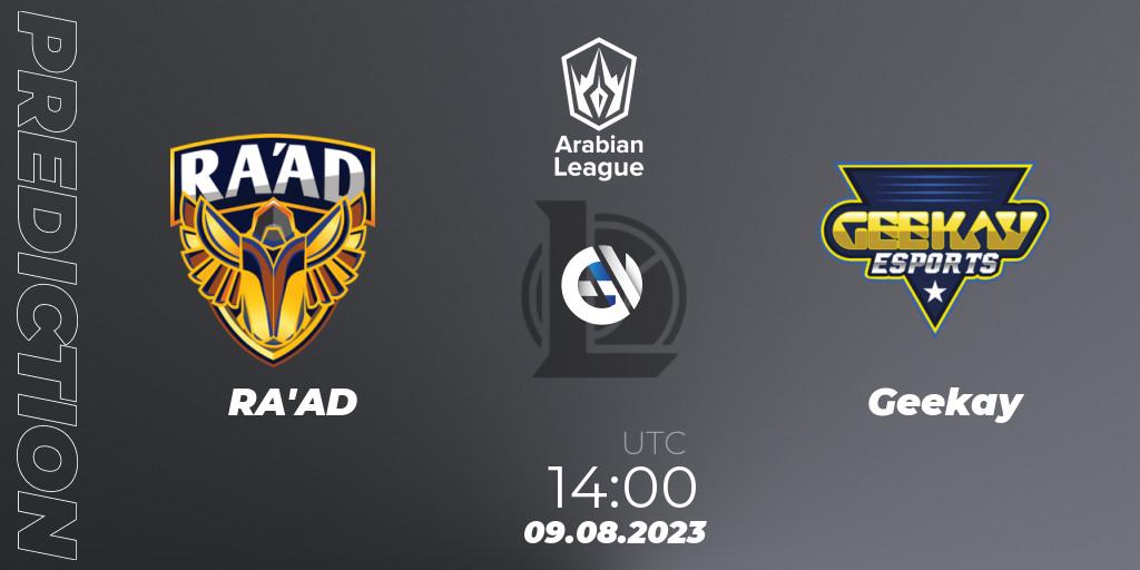 Prognose für das Spiel RA'AD VS Geekay. 09.08.23. LoL - Arabian League Summer 2023 - Playoffs
