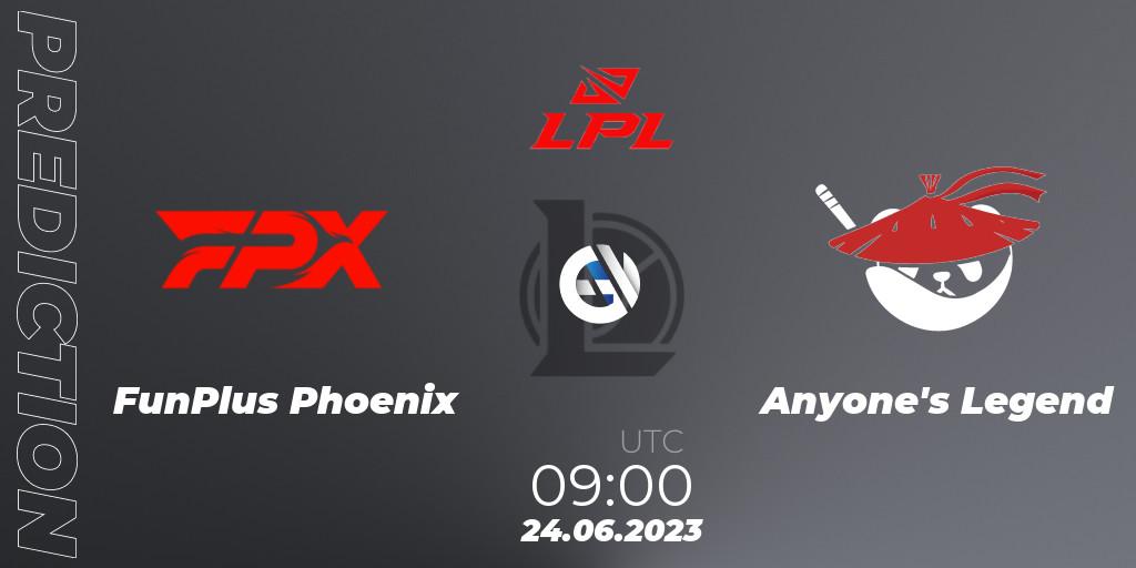 Prognose für das Spiel FunPlus Phoenix VS Anyone's Legend. 24.06.23. LoL - LPL Summer 2023 Regular Season