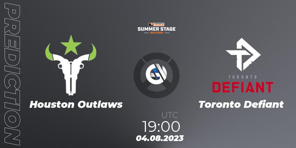 Prognose für das Spiel Houston Outlaws VS Toronto Defiant. 04.08.23. Overwatch - Overwatch League 2023 - Summer Stage Qualifiers