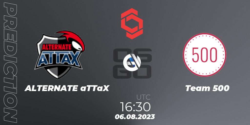 Prognose für das Spiel ALTERNATE aTTaX VS Team 500. 06.08.2023 at 18:05. Counter-Strike (CS2) - CCT Central Europe Series #7