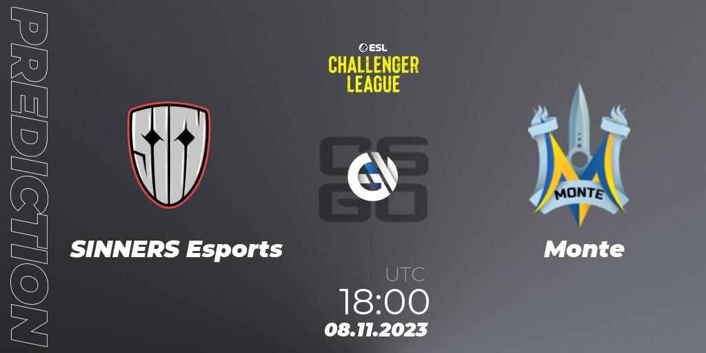 Prognose für das Spiel SINNERS Esports VS Monte. 08.11.23. CS2 (CS:GO) - ESL Challenger League Season 46: Europe