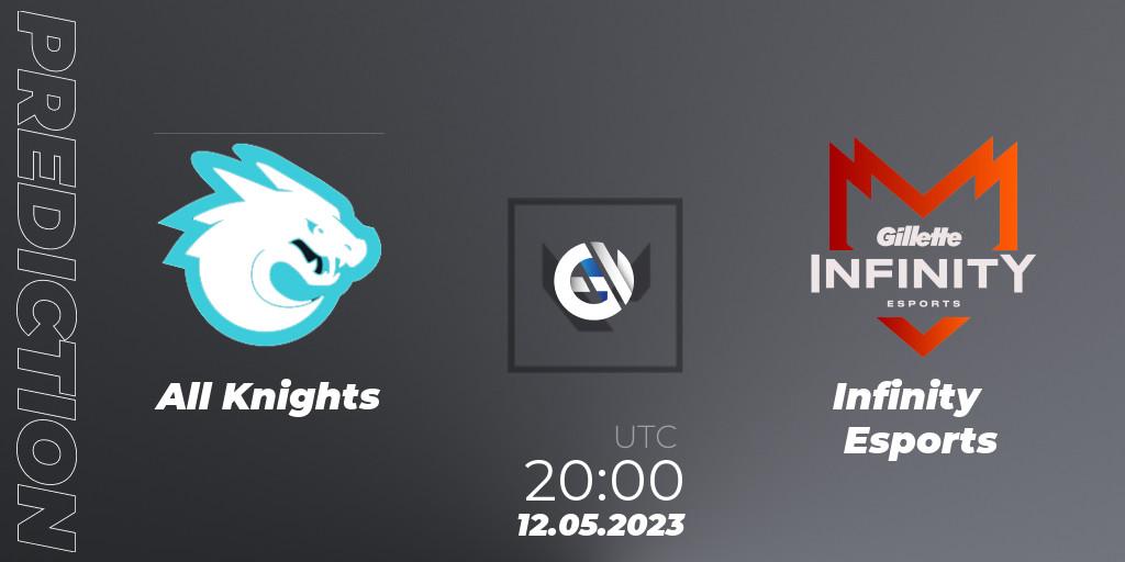 Prognose für das Spiel All Knights VS Infinity Esports. 12.05.23. VALORANT - VALORANT Challengers 2023: LAS Split 2 - Regular Season