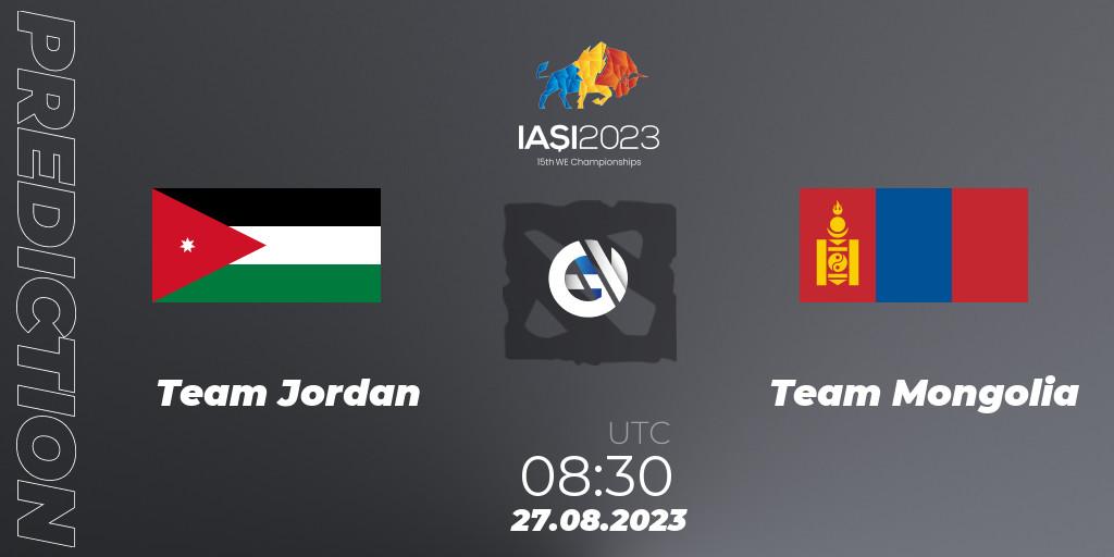 Prognose für das Spiel Team Jordan VS Team Mongolia. 27.08.23. Dota 2 - IESF World Championship 2023