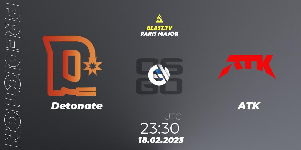 Prognose für das Spiel Detonate VS ATK. 18.02.23. CS2 (CS:GO) - BLAST.tv Paris Major 2023 North America RMR Closed Qualifier