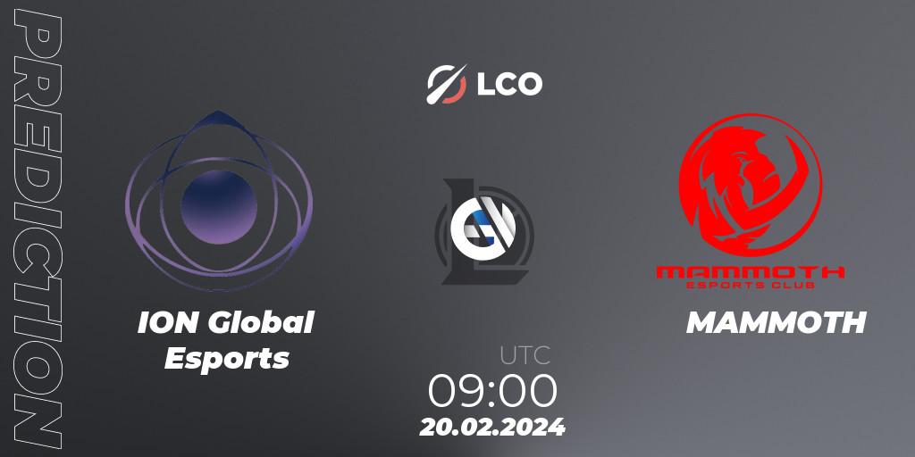 Prognose für das Spiel ION Global Esports VS MAMMOTH. 20.02.24. LoL - LCO Split 1 2024 - Group Stage
