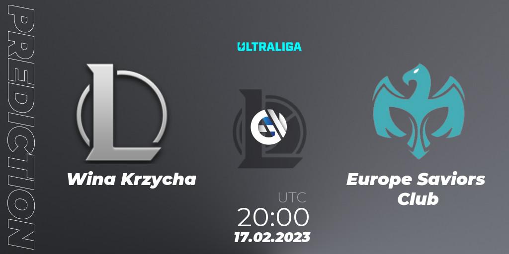 Prognose für das Spiel Wina Krzycha VS Europe Saviors Club. 17.02.23. LoL - Ultraliga 2nd Division Season 6