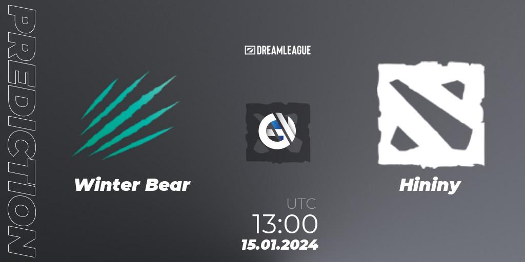 Prognose für das Spiel Winter Bear VS Hininy. 15.01.24. Dota 2 - DreamLeague Season 22: MENA Closed Qualifier