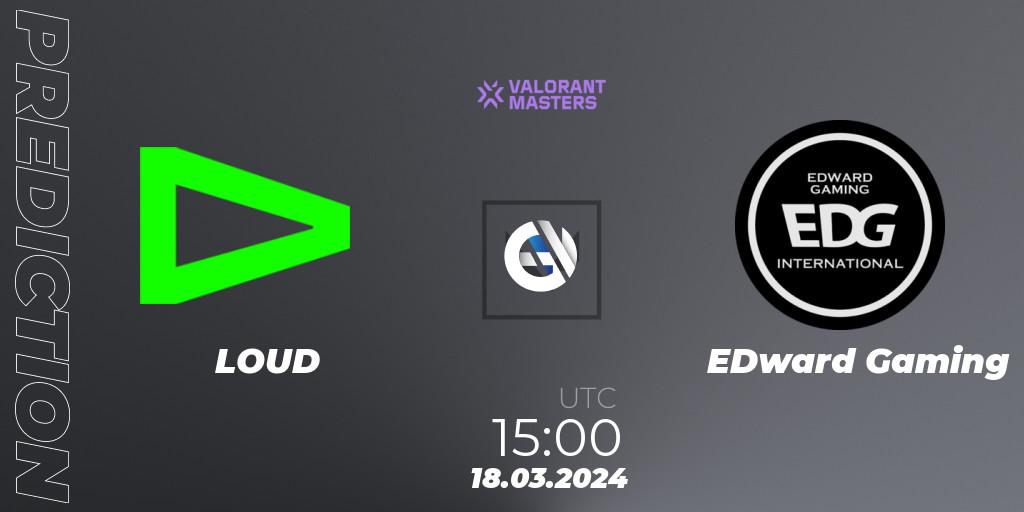 Prognose für das Spiel LOUD VS EDward Gaming. 18.03.24. VALORANT - VCT 2024: Masters Madrid