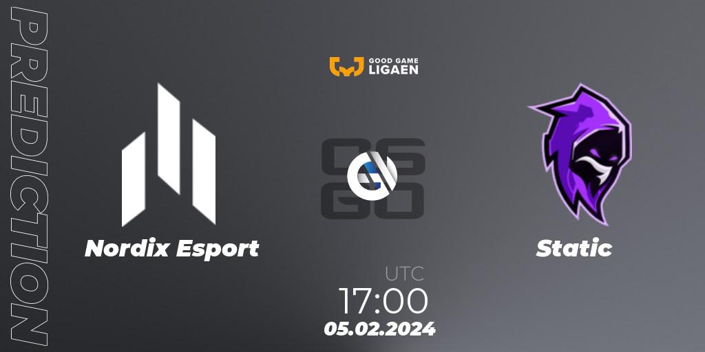 Prognose für das Spiel Nordix Esport VS Static. 05.02.2024 at 17:00. Counter-Strike (CS2) - Good Game-ligaen Spring 2024