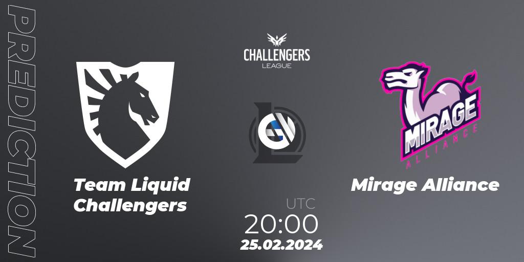 Prognose für das Spiel Team Liquid Challengers VS Mirage Alliance. 25.02.24. LoL - NACL 2024 Spring - Group Stage