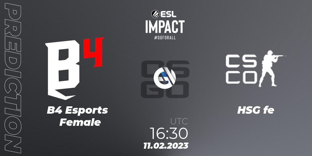 Prognose für das Spiel B4 Esports Female VS HSG. 11.02.23. CS2 (CS:GO) - ESL Impact Katowice 2023