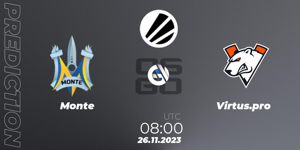 Prognose für das Spiel Monte VS Virtus.pro. 26.11.23. CS2 (CS:GO) - ESL Challenger Jonköping 2023