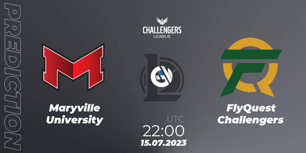 Prognose für das Spiel Maryville University VS FlyQuest Challengers. 26.06.2023 at 22:00. LoL - North American Challengers League 2023 Summer - Group Stage