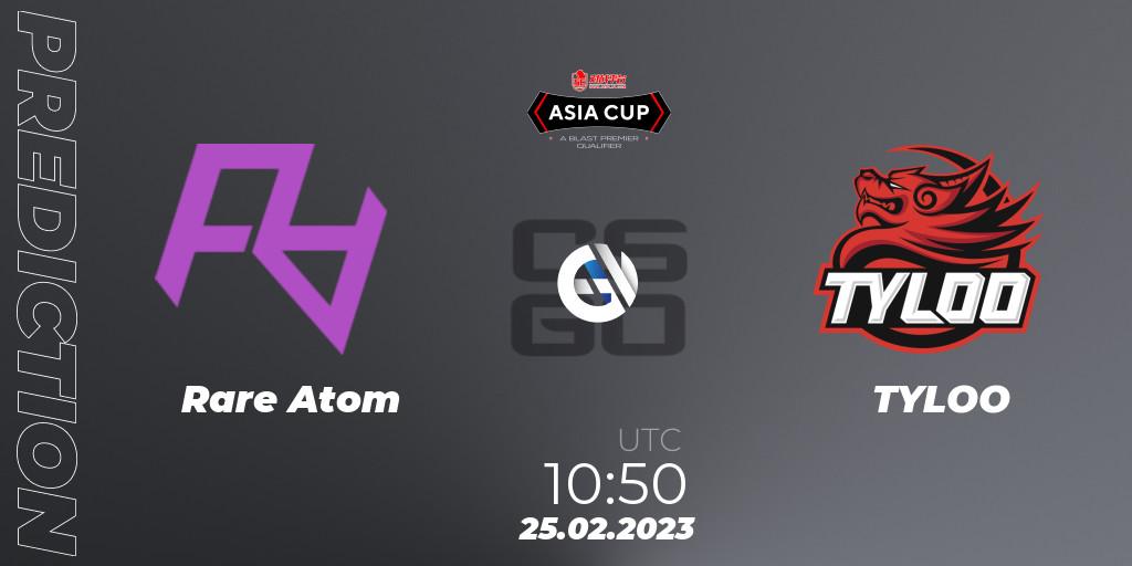 Prognose für das Spiel Rare Atom VS TYLOO. 25.02.23. CS2 (CS:GO) - 5E Arena Asia Cup Spring 2023 - BLAST Premier Qualifier