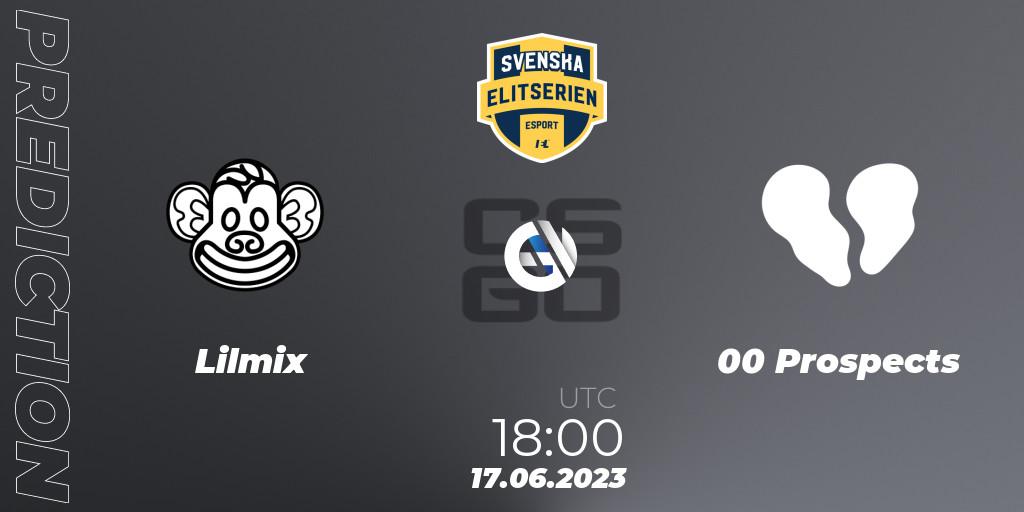 Prognose für das Spiel Lilmix VS 00 Prospects. 17.06.23. CS2 (CS:GO) - Svenska Elitserien Spring 2023