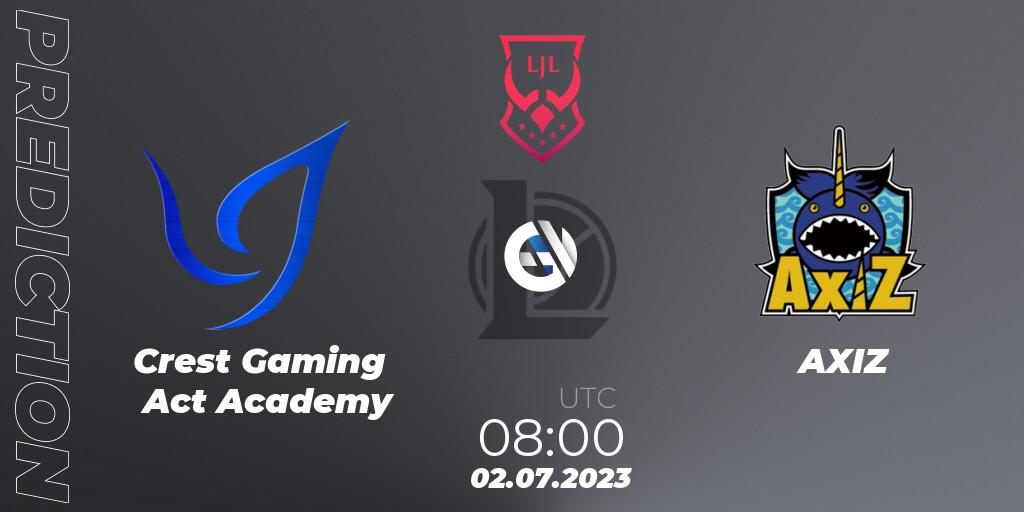 Prognose für das Spiel Crest Gaming Act Academy VS AXIZ. 02.07.23. LoL - LJL Summer 2023