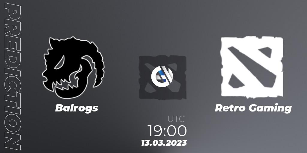 Prognose für das Spiel Balrogs VS Retro Gaming. 13.03.2023 at 19:12. Dota 2 - TodayPay Invitational Season 4