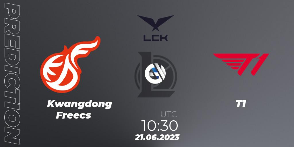 Prognose für das Spiel Kwangdong Freecs VS T1. 21.06.23. LoL - LCK Summer 2023 Regular Season