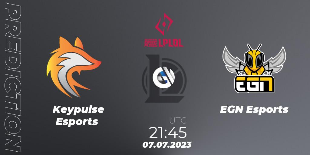 Prognose für das Spiel Keypulse Esports VS EGN Esports. 15.06.2023 at 21:45. LoL - LPLOL Split 2 2023 - Group Stage