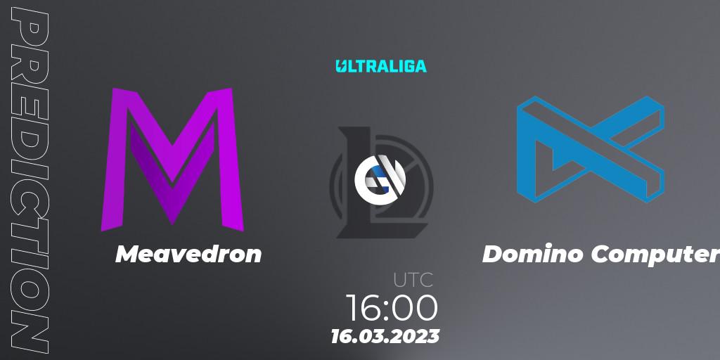 Prognose für das Spiel Meavedron VS Domino Computer. 16.03.2023 at 16:00. LoL - Ultraliga 2nd Division Season 6