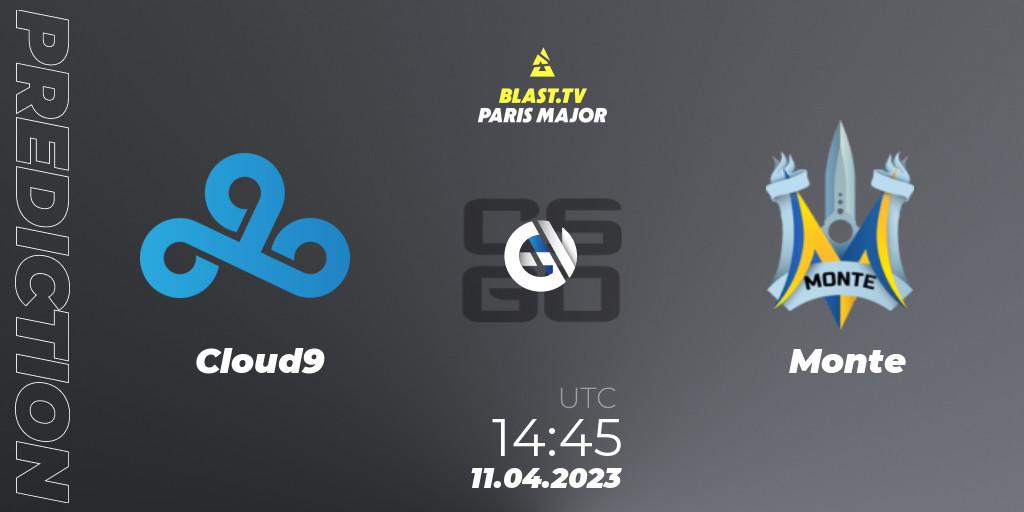 Prognose für das Spiel Cloud9 VS Monte. 11.04.2023 at 14:45. Counter-Strike (CS2) - BLAST.tv Paris Major 2023 Europe RMR B