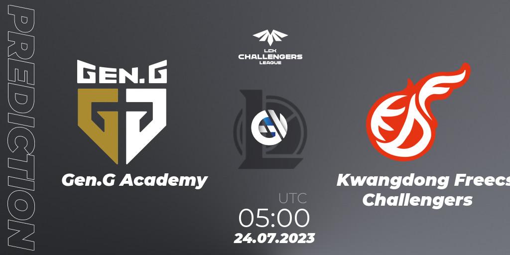 Prognose für das Spiel Gen.G Academy VS Kwangdong Freecs Challengers. 24.07.23. LoL - LCK Challengers League 2023 Summer - Group Stage