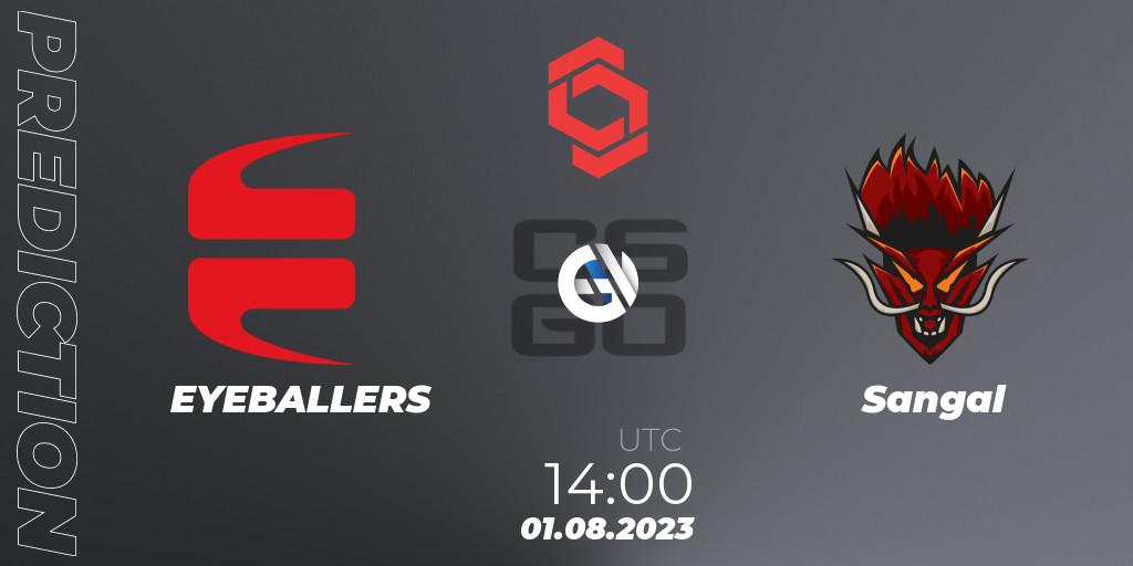 Prognose für das Spiel EYEBALLERS VS Sangal. 01.08.2023 at 14:00. Counter-Strike (CS2) - CCT Central Europe Series #7