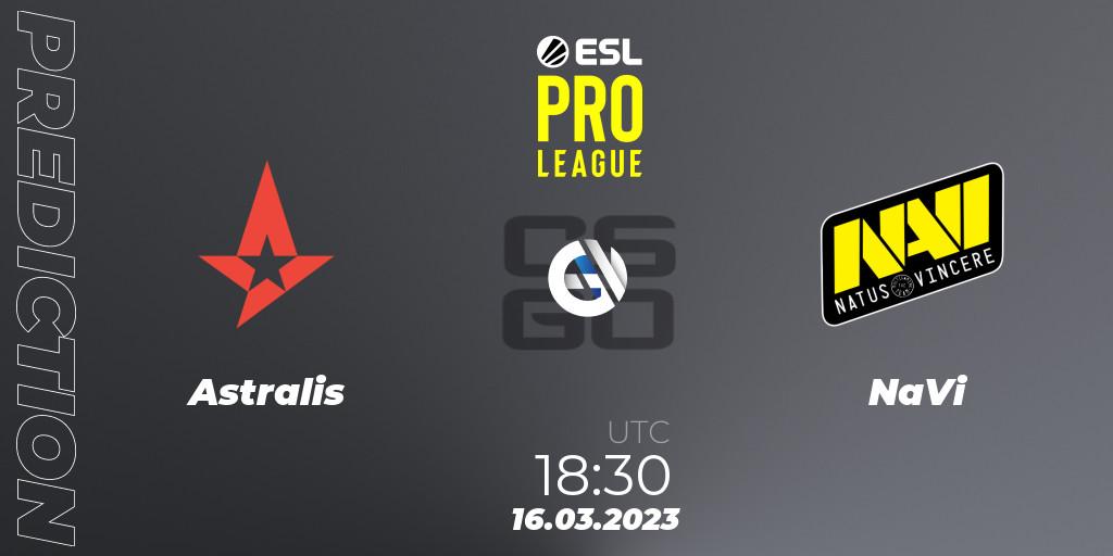 Prognose für das Spiel Astralis VS NaVi. 16.03.23. CS2 (CS:GO) - ESL Pro League Season 17
