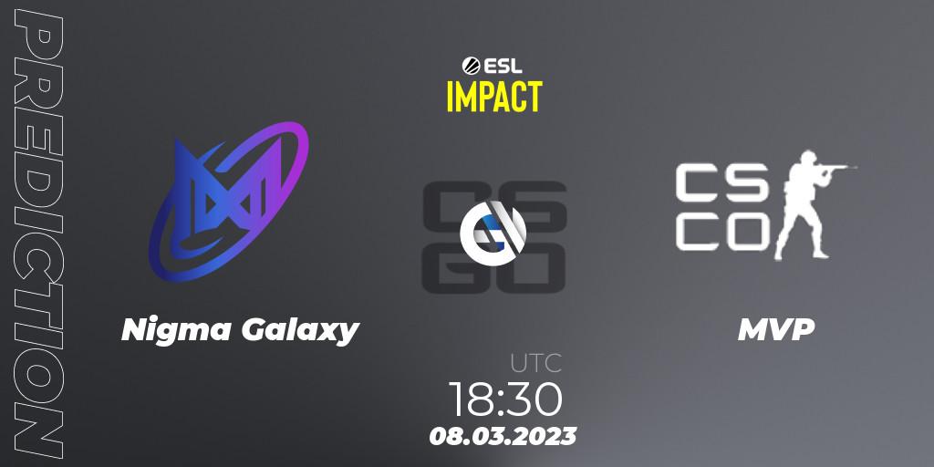 Prognose für das Spiel Nigma Galaxy VS MVP. 08.03.2023 at 18:30. Counter-Strike (CS2) - ESL Impact League Season 3: European Division