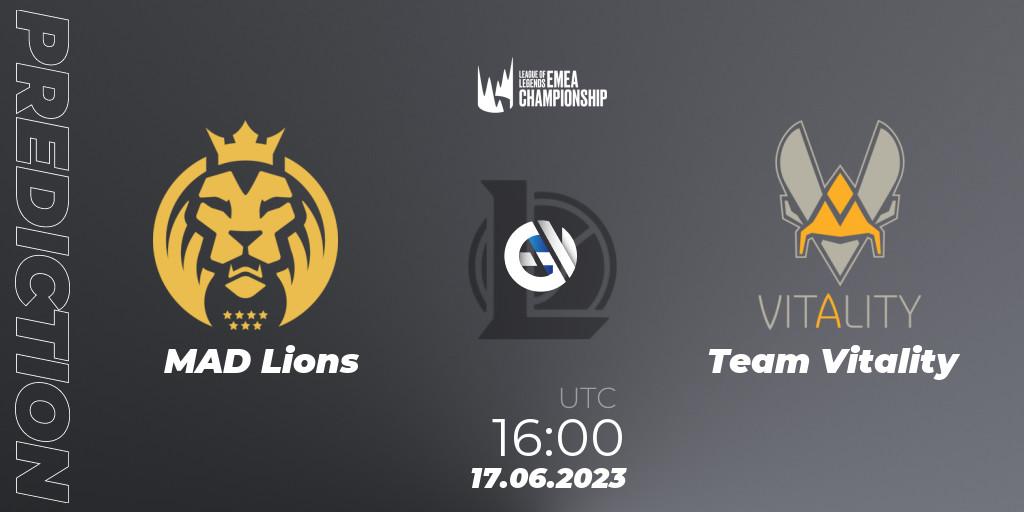 Prognose für das Spiel MAD Lions VS Team Vitality. 17.06.23. LoL - LEC Summer 2023 - Regular Season