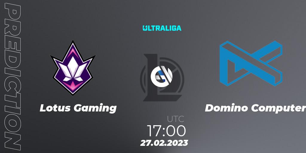 Prognose für das Spiel Lotus Gaming VS Domino Computer. 27.02.23. LoL - Ultraliga 2nd Division Season 6