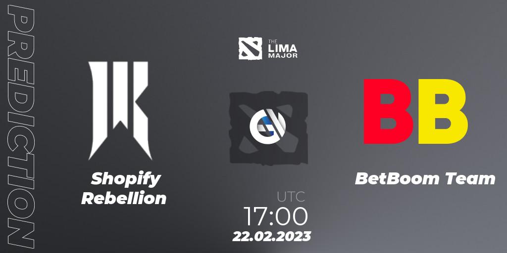 Prognose für das Spiel Shopify Rebellion VS BetBoom Team. 22.02.2023 at 18:29. Dota 2 - The Lima Major 2023