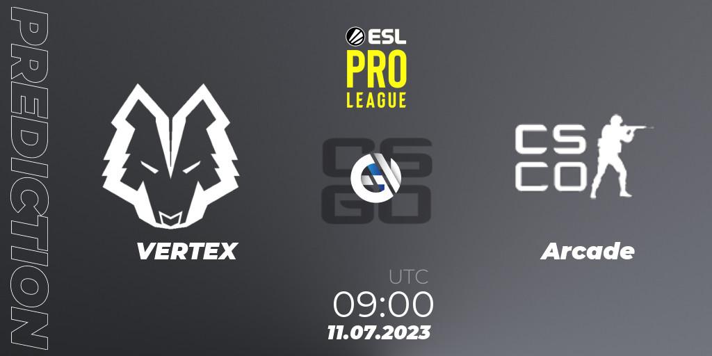 Prognose für das Spiel VERTEX VS Arcade Esports. 11.07.2023 at 09:00. Counter-Strike (CS2) - ESL Pro League Season 18: Oceanic Qualifier