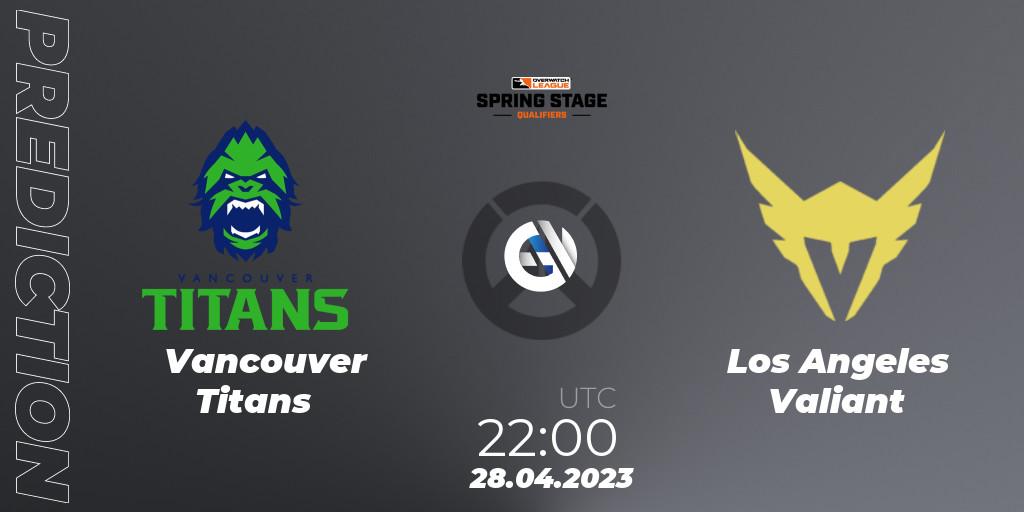 Prognose für das Spiel Vancouver Titans VS Los Angeles Valiant. 28.04.23. Overwatch - OWL Stage Qualifiers Spring 2023 West