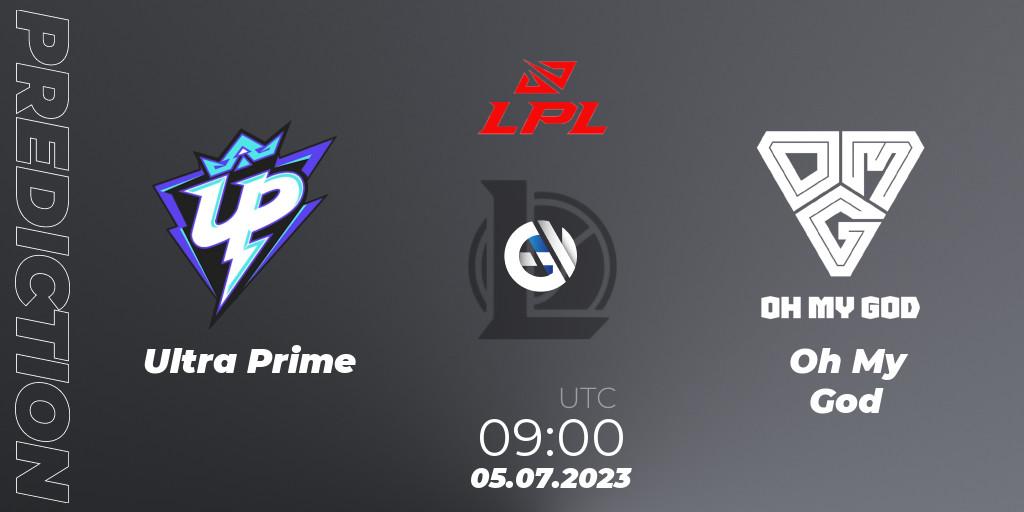 Prognose für das Spiel Ultra Prime VS Oh My God. 05.07.23. LoL - LPL Summer 2023 Regular Season