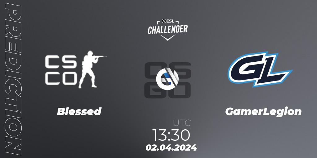 Prognose für das Spiel BLESSED VS GamerLegion. 02.04.24. CS2 (CS:GO) - ESL Challenger #57: European Closed Qualifier
