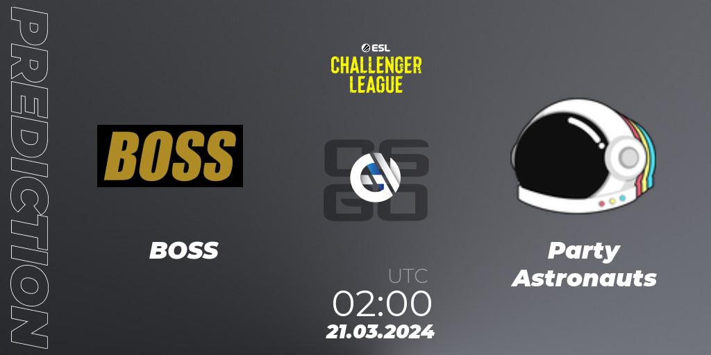 Prognose für das Spiel BOSS VS Party Astronauts. 21.03.24. CS2 (CS:GO) - ESL Challenger League Season 47: North America