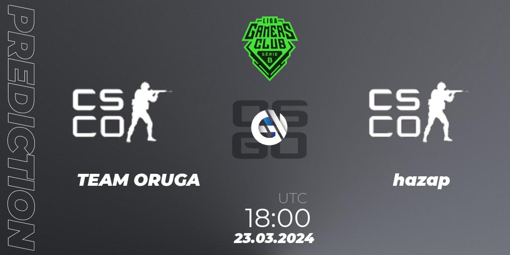 Prognose für das Spiel TEAM ORUGA VS hazap. 23.03.2024 at 18:00. Counter-Strike (CS2) - Gamers Club Liga Série B: March 2024